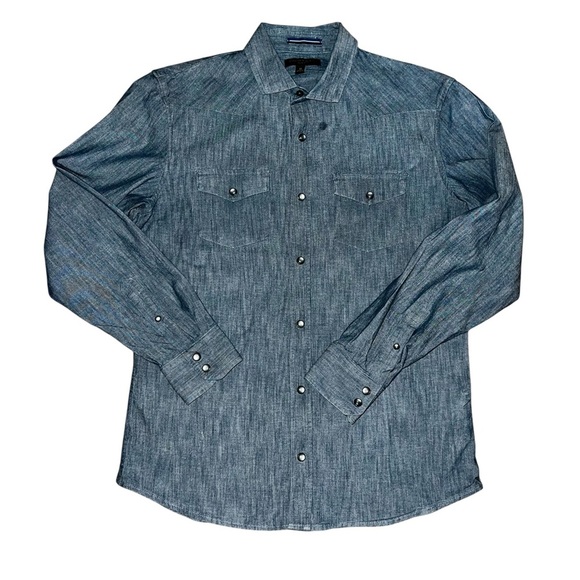 Banana Republic Slim Fit Pearl Snap Mens Size Medium - Picture 1 of 8